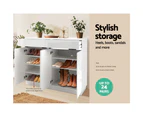 Artiss 120cm Shoe Cabinet Shoes Storage Rack High Gloss Cupboard White Drawers