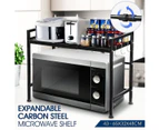 2-Tier Expandable Microwave Oven Rack Stand Steel Kitchen Rack Shelf Cabinet