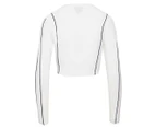Ellesse Women's Russia Cropped Long Sleeve Crewneck Tee / T-Shirt / Tshirt - White