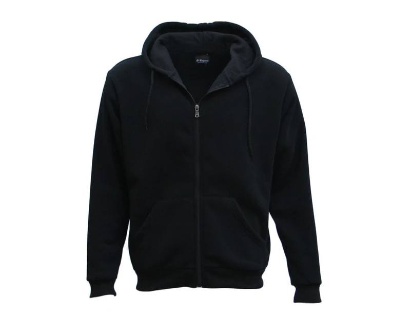 Adult Unisex Zip Plain Fleece Hoodie Hooded Jacket Mens Sweatshirt Jumper XS-6XL - Black