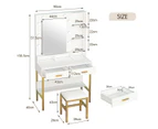 Large Dressing Table and Stool Set Vanity Makeup Dresser Table Set with 9 LED Lighted Mirror