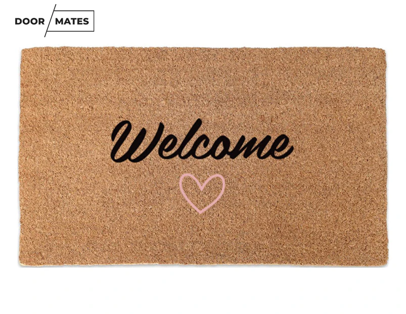 Door Mates 85x50cm Welcome With Love Coir Doormat - Natural/Black