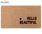Door Mates 85x50cm Hello Beautiful Coir Doormat - Natural/Black