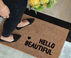 Door Mates 85x50cm Hello Beautiful Coir Doormat - Natural/Black