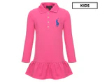 Polo Ralph Lauren Girls' Big Pony Long Sleeve Dress - College Pink