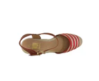 No! Shoes Lollypop Ladies Espadrilles Wedge Sole Closed Toe Buckle Strap - Red
