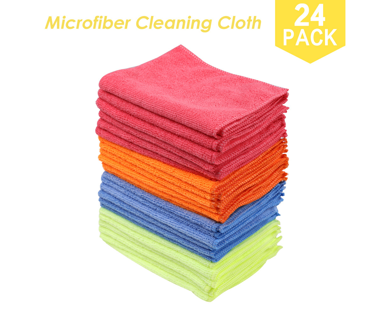 Red Glass Dish - Reusable Towels Wash Rags Dust Cloth Shop Cars 12 x 12 Microfiber Cleaning Cloths 50 Pack All-Purpose: Kitchen 