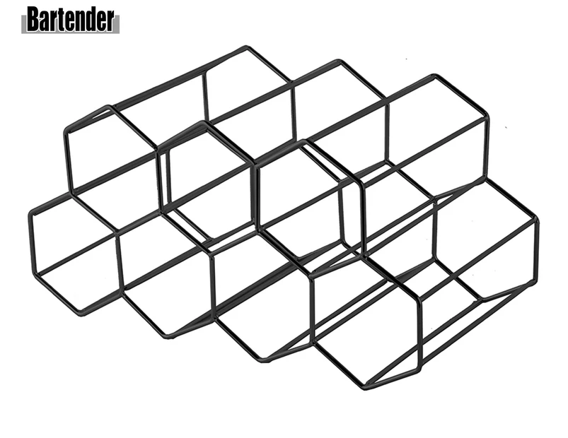 Bartender 9-Bottle Hexagonal Wine Rack - Black