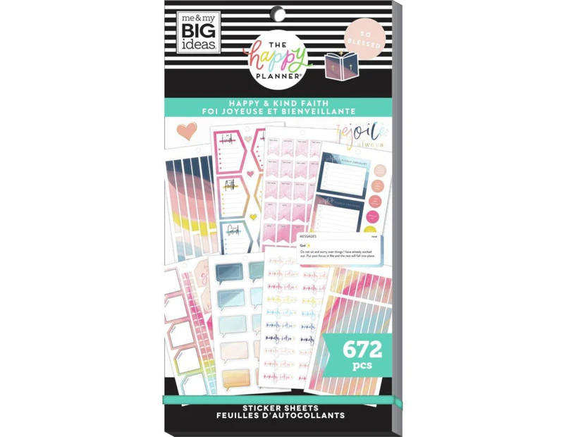 Me & My Big Ideas - Happy Planner Sticker Value Pack - Happy & Kind Faith, 672 pack