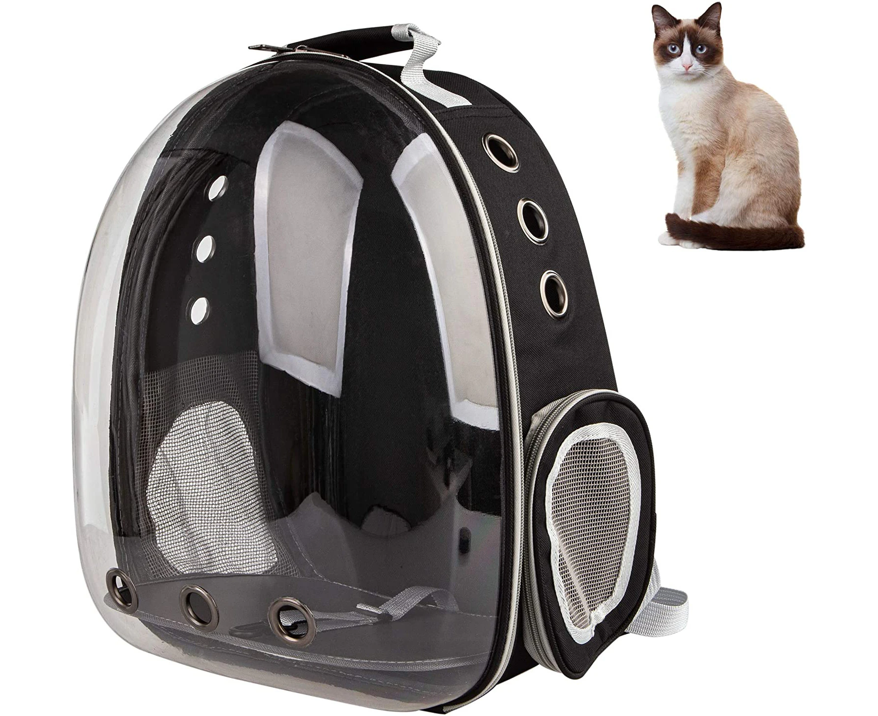 PETRIP Cat Backpack Carrier Space Capsule Pet Carrier Airline Approved Travel Carrier-Black