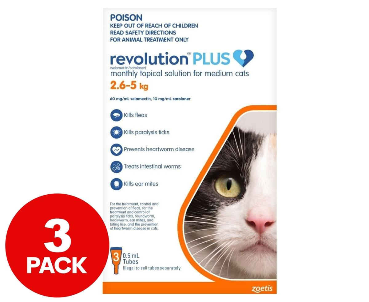 Revolution Plus Monthly Topical Solution For Cats 2.55kg 3pk Catch