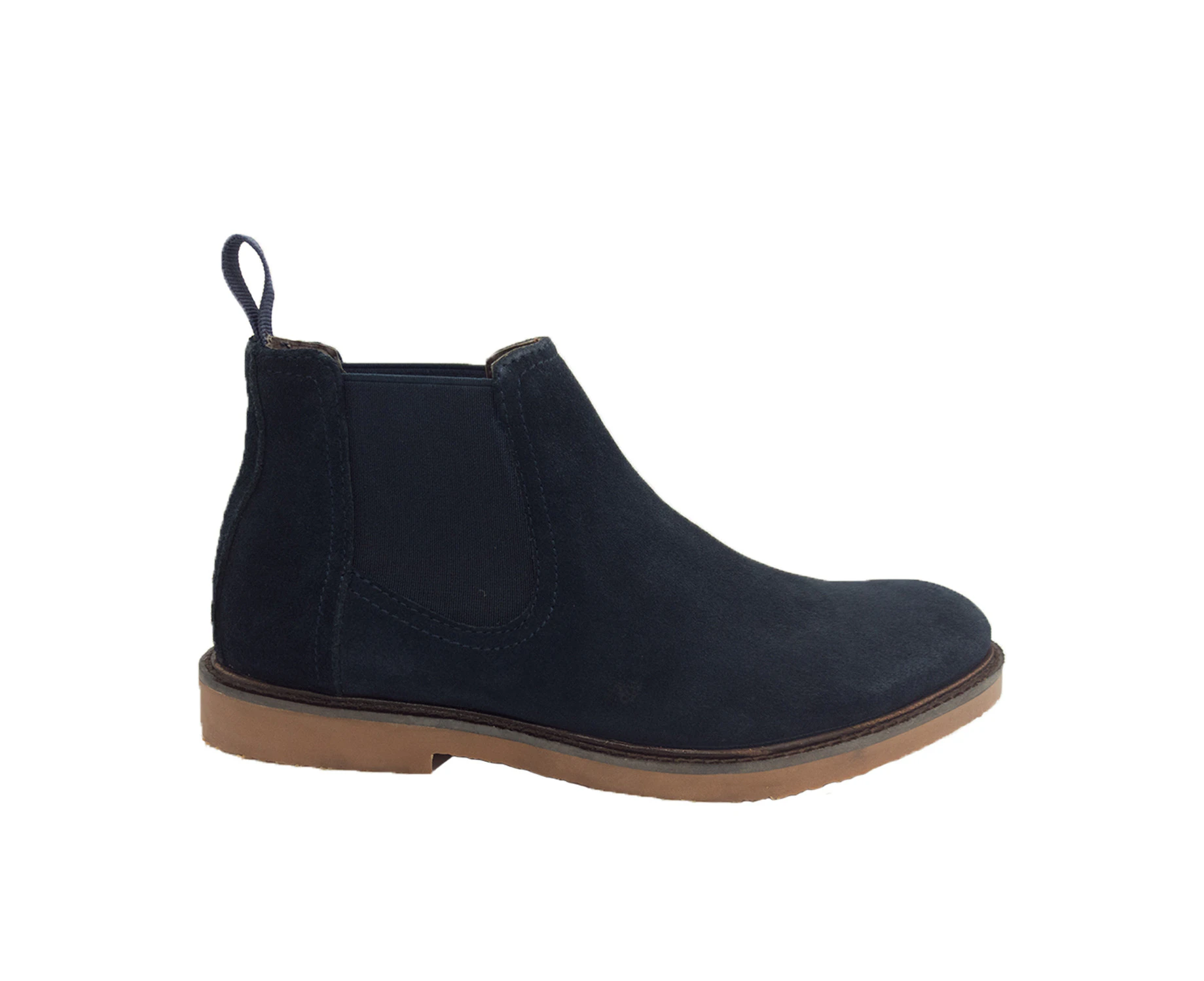 Mens Boots Bata Chelsea Navy Blue Suede Leather Pull on Ankle Boot Gusset - Navy Suede