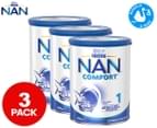 3 x Nestlé NAN COMFORT 1 Suitable From Birth Starter Baby Formula Powder 800g 1