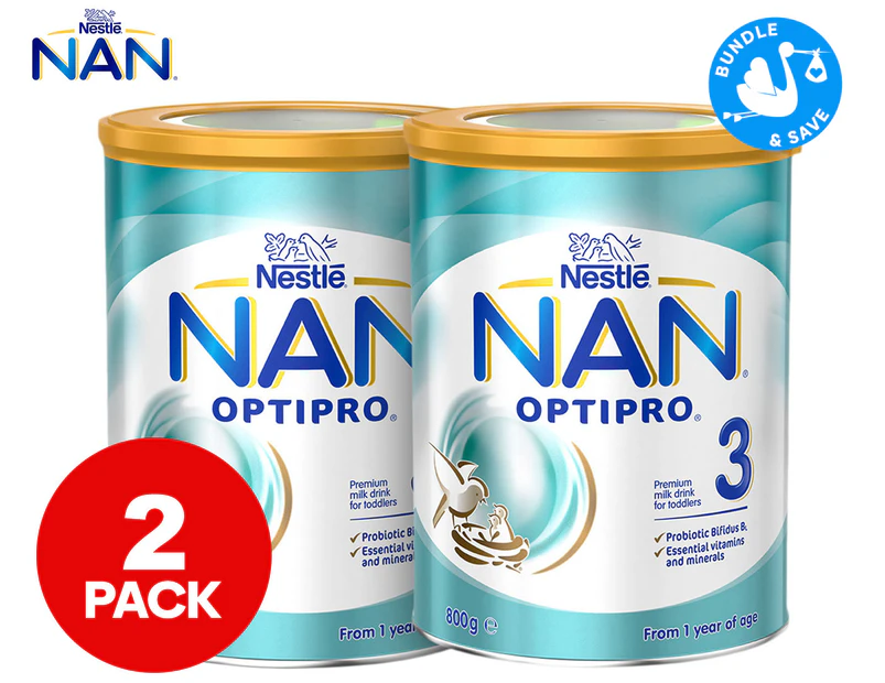 2 x Nestlé NAN Optipro 3 Toddler Milk Drink From 1 Year 800g