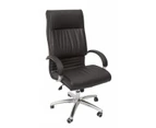 Rapidline Large Executive Chair Chrome Base Padded Arms Soft Black Pu Upholstery