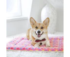 Ultra Soft Pet Reversible Fleece Dog Crate Kennel Pad with Cute Prints-M-Pink