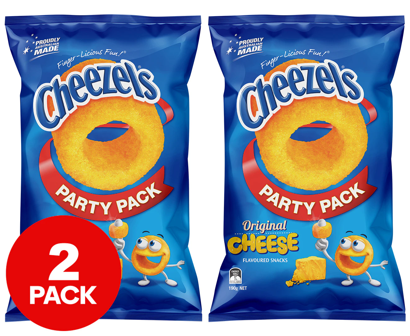 2 x Cheezels Party Pack Original Cheese 190g