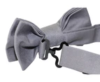 Boys Toddlers Quality Dark Grey Plain Bow Tie Cotton/Polyester