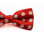 Boys Red With White Large Polka Dots Patterned Bow Tie Polyester