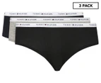 Tommy Hilfiger Women's Basics Logo Hipster Briefs 3-Pack - Heather Grey/Navy/Black