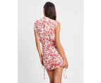THE FATED Women's Grace Mini Dress - Berry Floral - Mini Dress