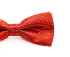Boys Red With White & Black Dots Patterned Bow Tie Polyester