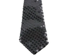 Teen Boys Kids Black Sequin Elastic Neck Tie Polyester