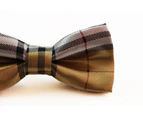Boys Gold, Black, Red & White Plaid Patterned Bow Tie Polyester