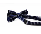 Boys Navy With White Small Polka Dots Patterned Bow Tie Polyester