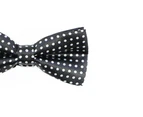 Boys Black With White Small Polka Dots Patterned Bow Tie Polyester