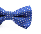 Boys Blue Bow Tie With White Polka Dots Polyester
