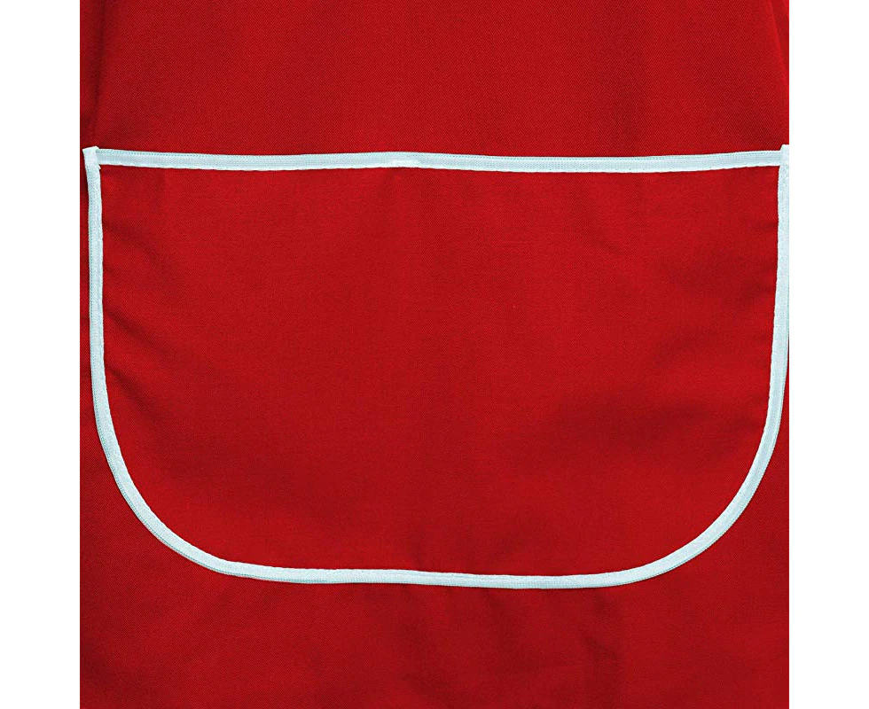 (Red, XXOS / 2XL-Large / UK 24 - 26) - INDX Clothing Ladies Womens Tabard Kitchen Cleaning Chef Overall Catering Tabbard Apron with Pocket Side Button Fast