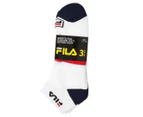 Fila Men's Corporate Logo Sports Ped Cushion Foot Cotton Rich Socks 3-Pack - White/Multi
