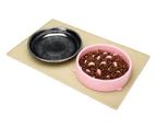 (XL, Beige) - Hubulk Dog Cat Food Feeding Mat Made from FDA Food-Grade Silicone Anti-Slip No Mess Pet Food Mat Dog Bowl Placemat