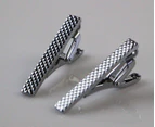 Mens Silver Diamond Tie Clip Clasp