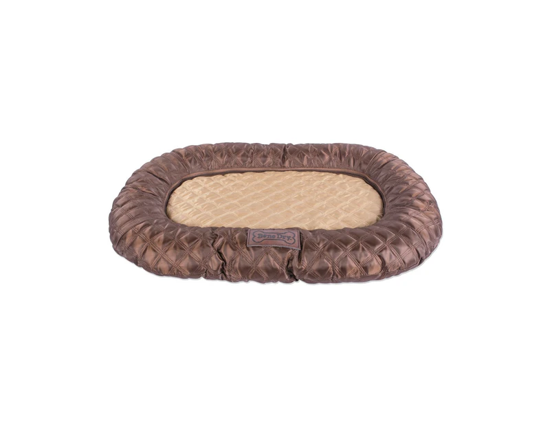 (Medium, Oval Quilted Brown Mat) - DII Bone Dry Kennel & Crate Padded Pet Mat For Small, Medium, and Large Dogs or Cats