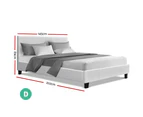 Artiss Bed Frame Double Size Base Mattress Platform Full Size Leather Wooden White NEO
