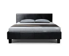 Artiss Bed Frame Queen Size Base Mattress Platform Full Size Leather Wooden Black NEO