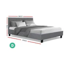 Artiss Bed Frame Double Size Base Mattress Platform Full Size Fabric Wooden Grey NEO