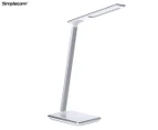 Simplecom LED Desk Lamp w/ USB & Wireless Charging Base - White/Silver