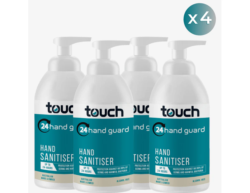 4 x Alcohol Free Hand Sanitiser 500mL|24-Hand Guard- Touch Australia