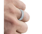Sterling 925 Silver Pave Ring - Three Lines Pave - Silver