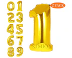 (Gold Number 1) - KIMIOX Number Balloons, 2 Pcs 100cm Birthday Number Balloon Party Decorations Supplies Helium Foil Mylar Digital Balloons (Gold Number 1)