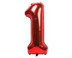(Red, Number 1) - 100cm Red Large Numbers 0-9 Birthday Party Decorations Helium Foil Mylar Big Number Balloon Digital 1
