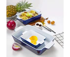 (blue) - Vexilsy Baking Dish Set, Ceramic Bakeware Set Includes 3 Rectangular Nonstick Casserole Dish, 4 Ramekins, Silicone Double Finger Grip, Baking Pans