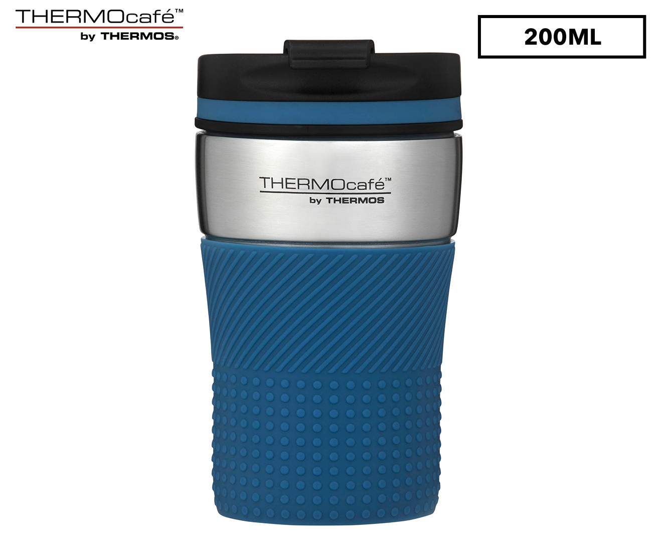 New THERMOS ThermoCafe Vacuum Insulated Travel Cup 200ml Coffee Cup Black  Red