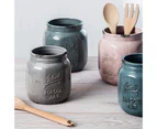 (Mason Jar Antique Cool Grey) - Palais Essentials Ceramic Utensil Crock Utensil Holder (Mason Jar Antique Cool Grey)
