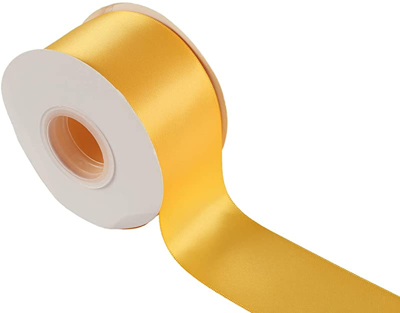 5.1cm x 25 Yards, 660-Yellow Gold) Ribbonitlux 5.1cm Wide Double Face  Satin Ribbon 25 Yards (660-Yellow Gold）, Set for Gift Wrapping, Party  Decor, Sewi
