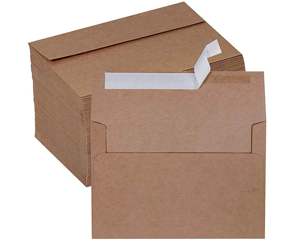 Winlyn 150 Pcs A8 Envelopes Bulk Self Seal Brown Kraft Business Envelopes Wedding Invitation Envelopes 43kg Photo Envelopes Greeting Card Envelopes for Wed