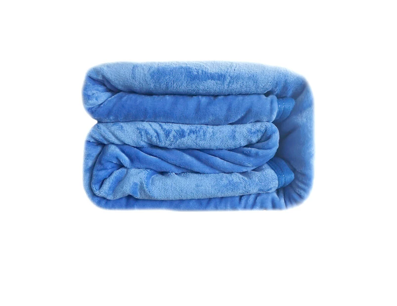 550GSM 2-Ply Mink Blanket Queen/King - Blue